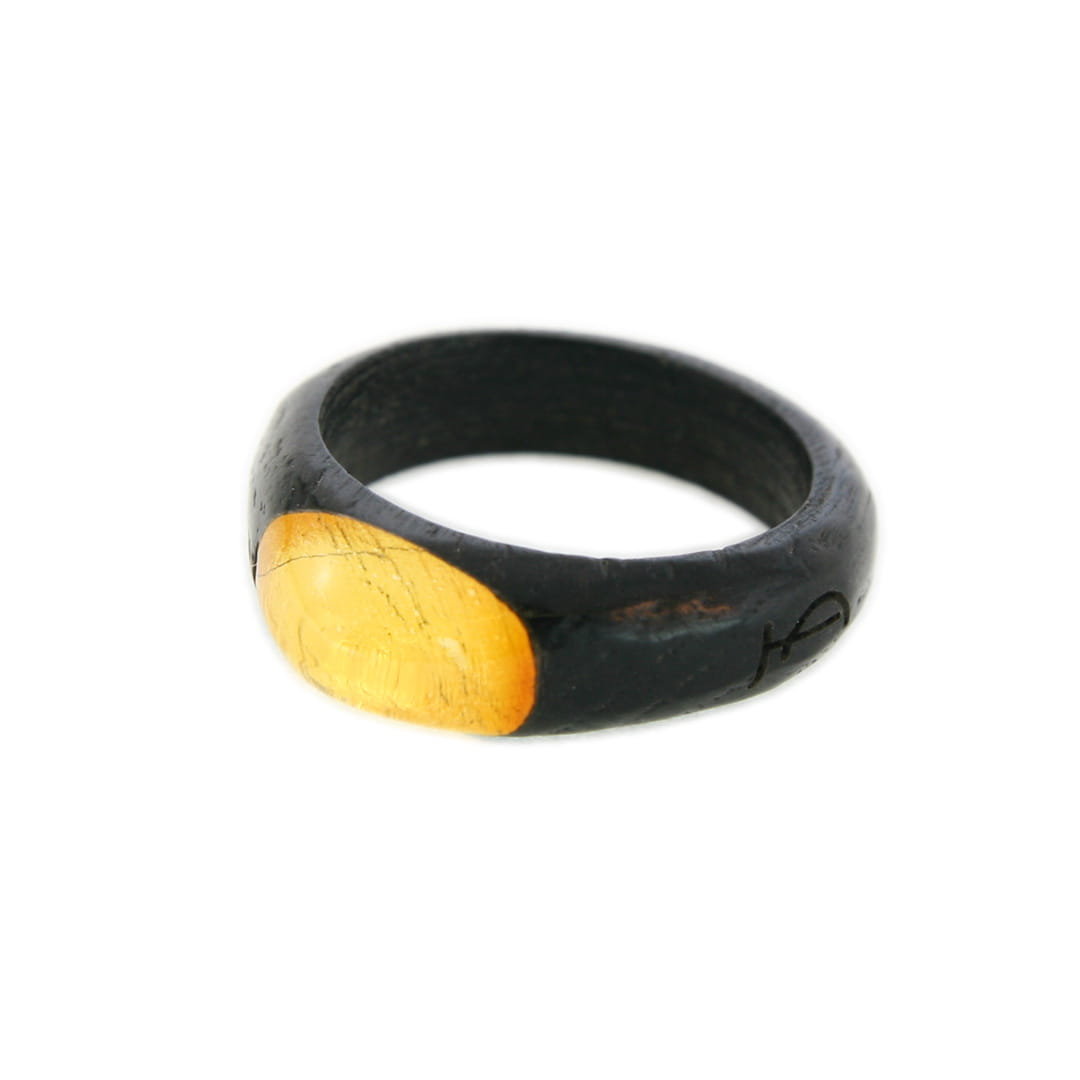 Pierścionek bursztyn bałtycki, czarny dąb, owalny, unisex, różne rozmiary 7522