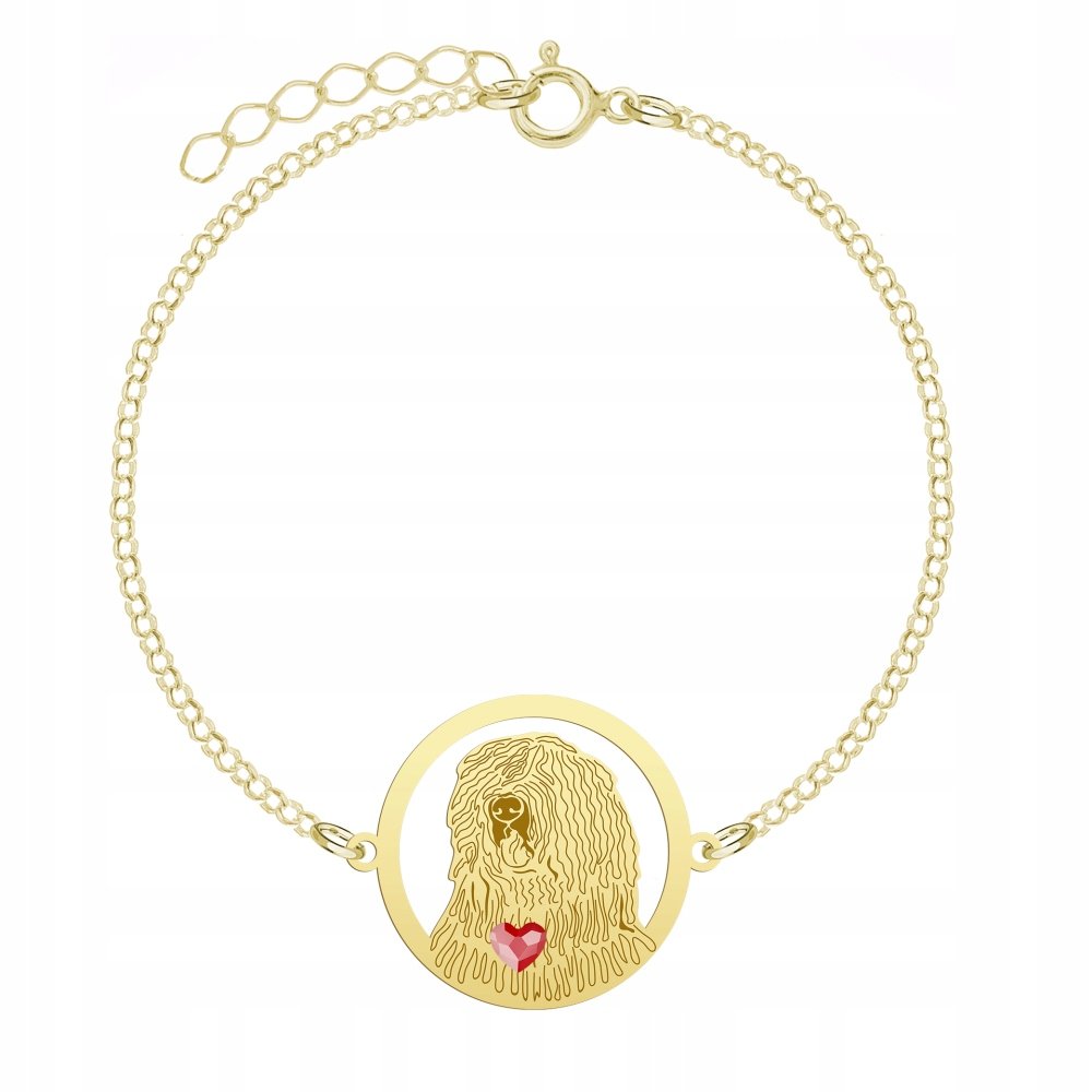 Bransoletka Złota z psem Komondor 925 Prezent Kobieta Biżuteria GRAWER