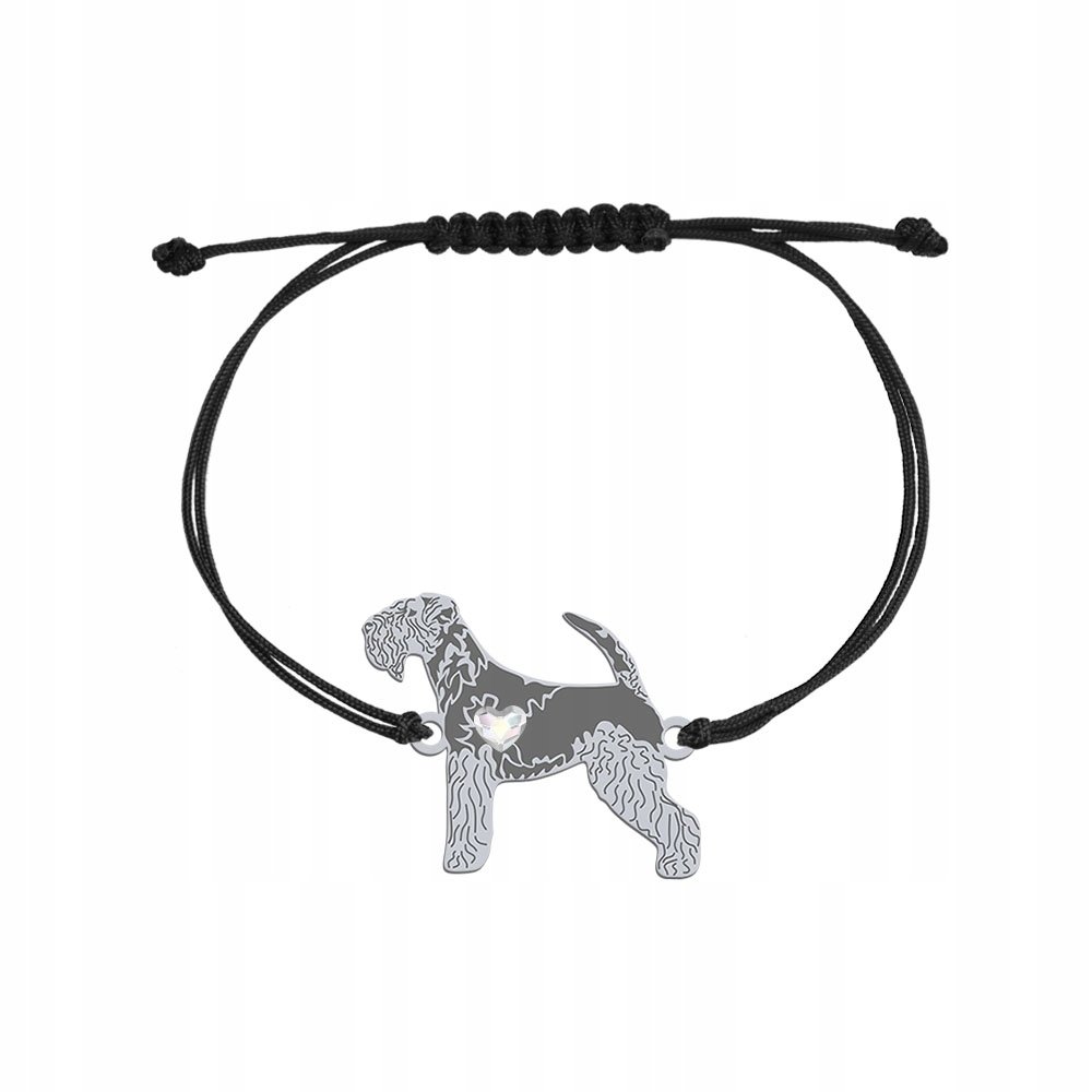 Bransoletka Srebrna z psem Lakeland Terrier 925 na sznurku Biżuteria GRAWER