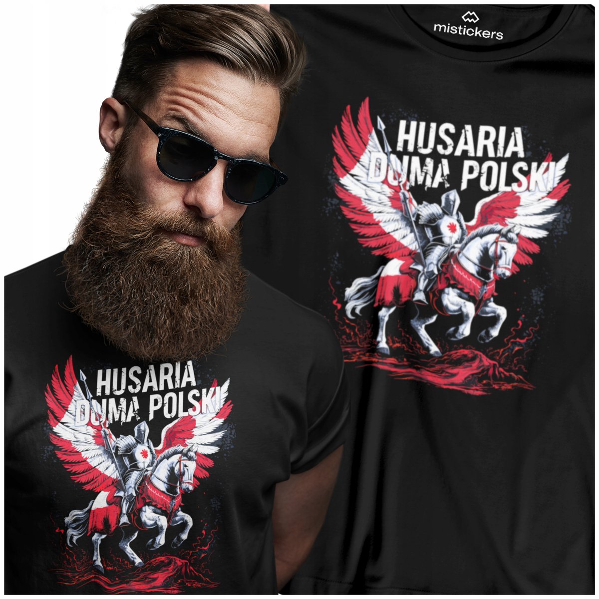 KOSZULKA PATRIOTYCZNA HUSARIA MĘSKA POLSKA DUMA POLSKI T-SHIRT