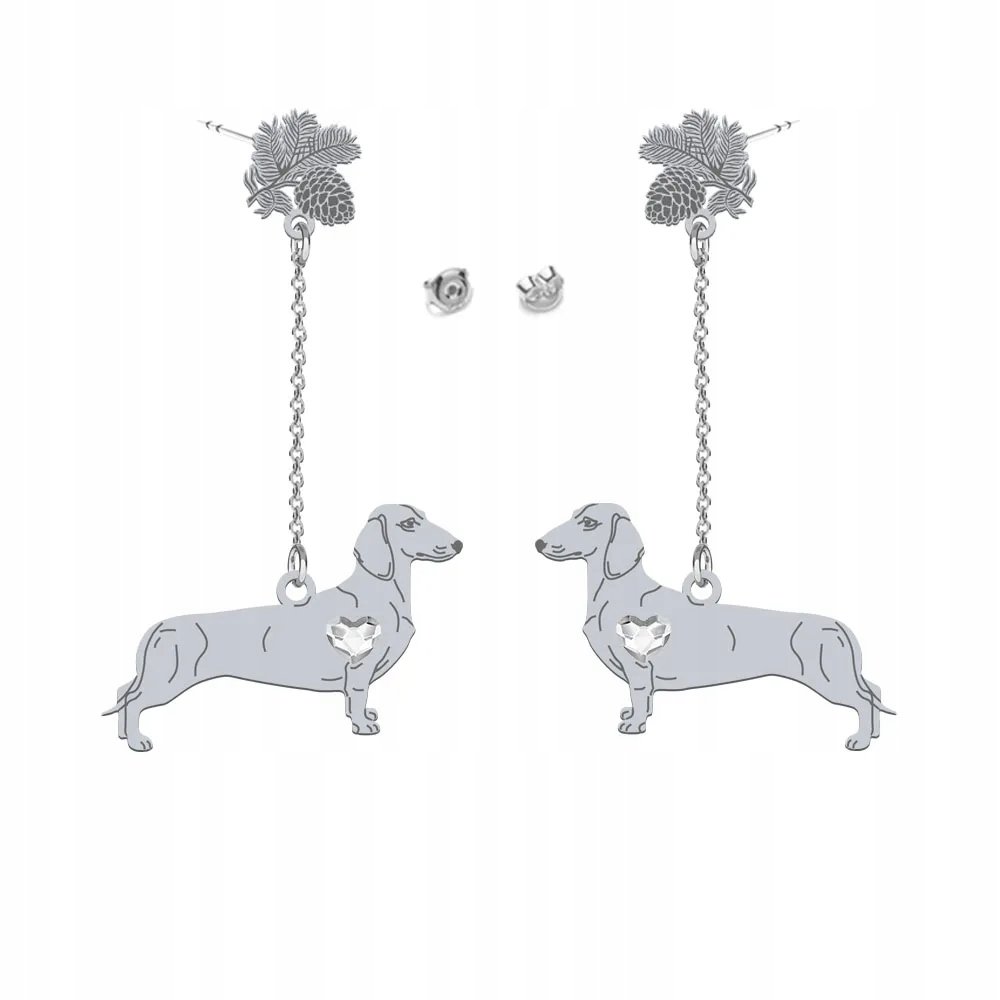 Kolczyki Srebrne z Jamnikiem Krótkowłosym 925 Kobieta Prezent GRAWER