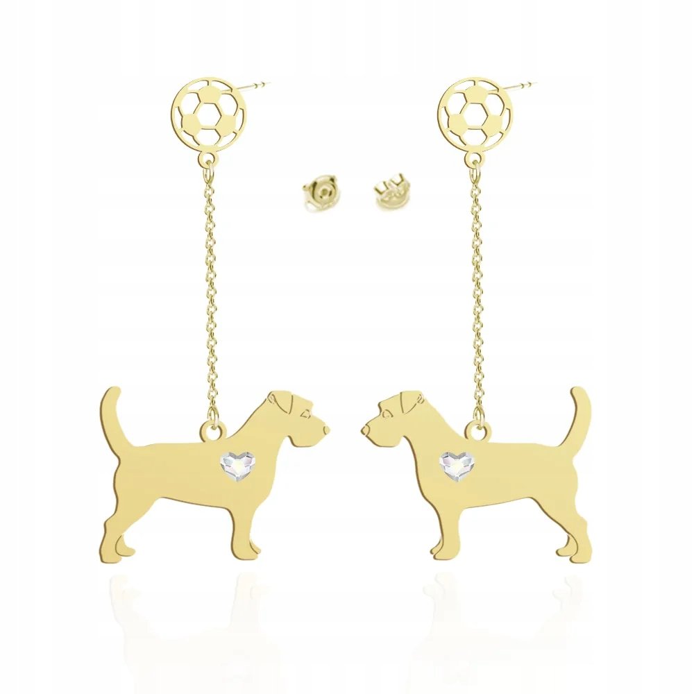Kolczyki Złote z psem Jack Russell Terrier Szorstkowłosy 925 Prezent GRAWER