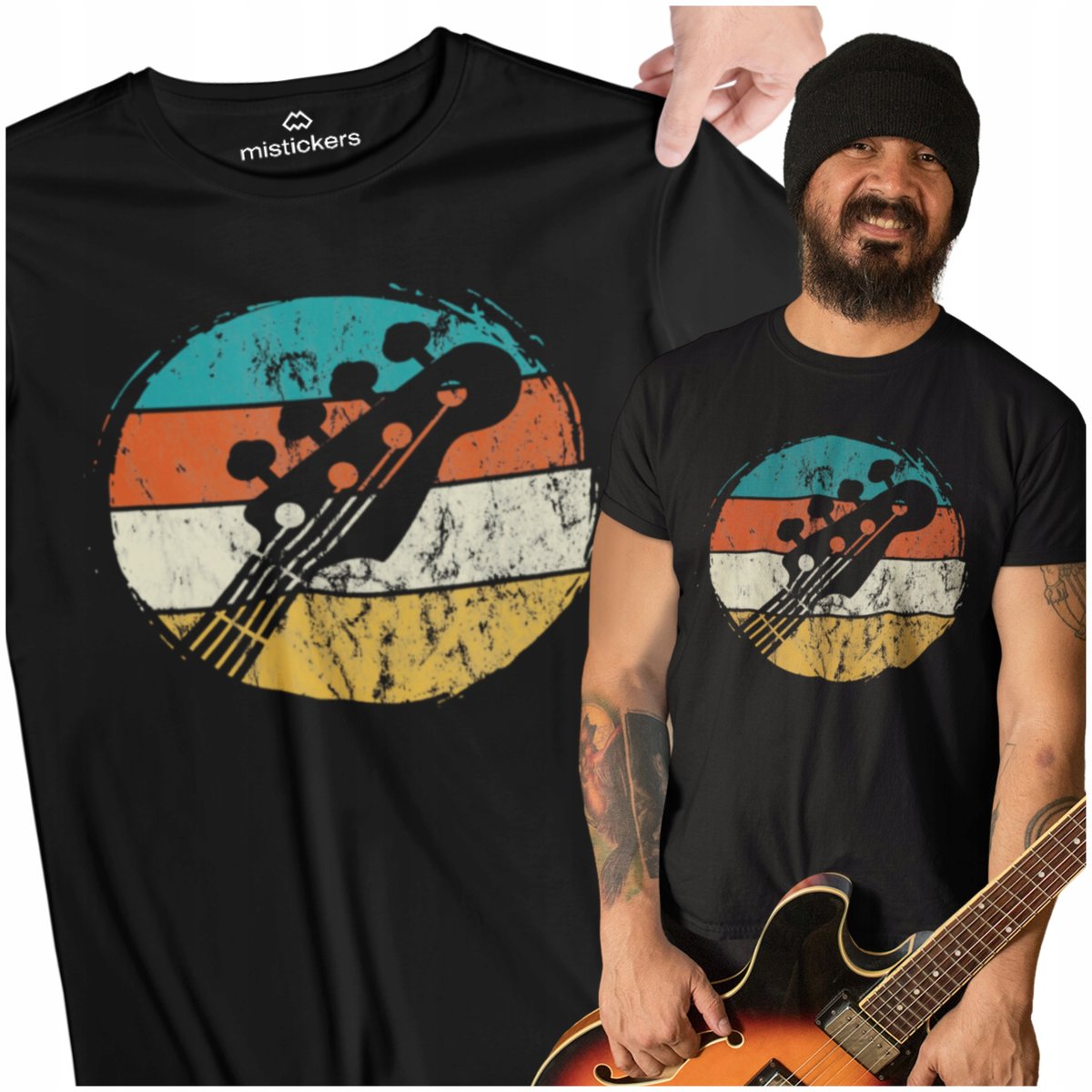 KOSZULKA ROCKOWA MĘSKA PREZENT DLA GITARZYSTY GITARA T-SHIRT