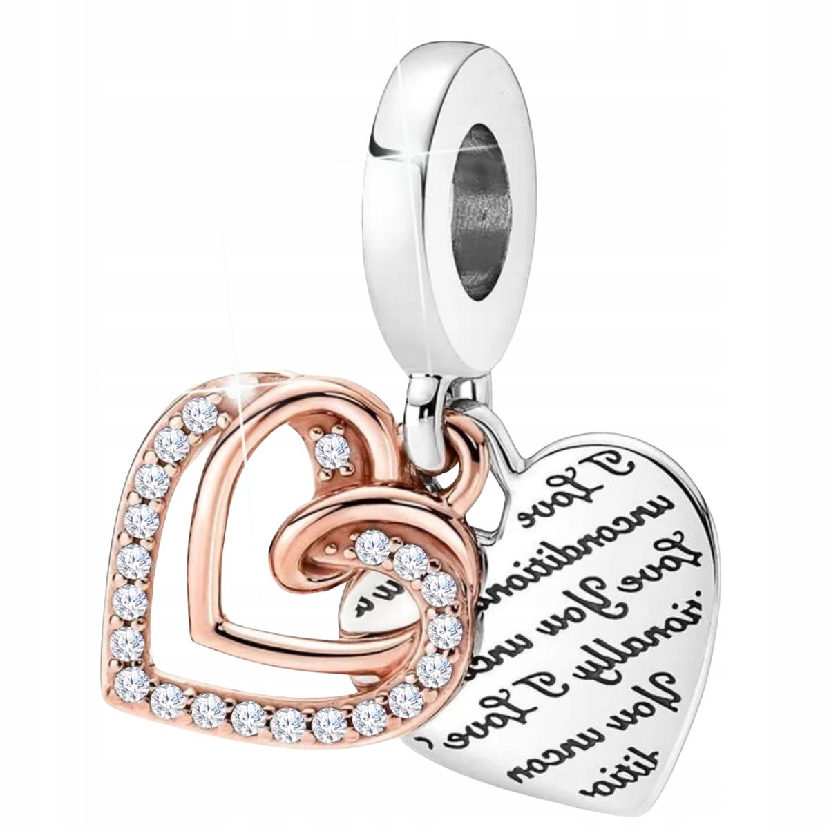 Charms wiszące serduszka I Love You srebro 925