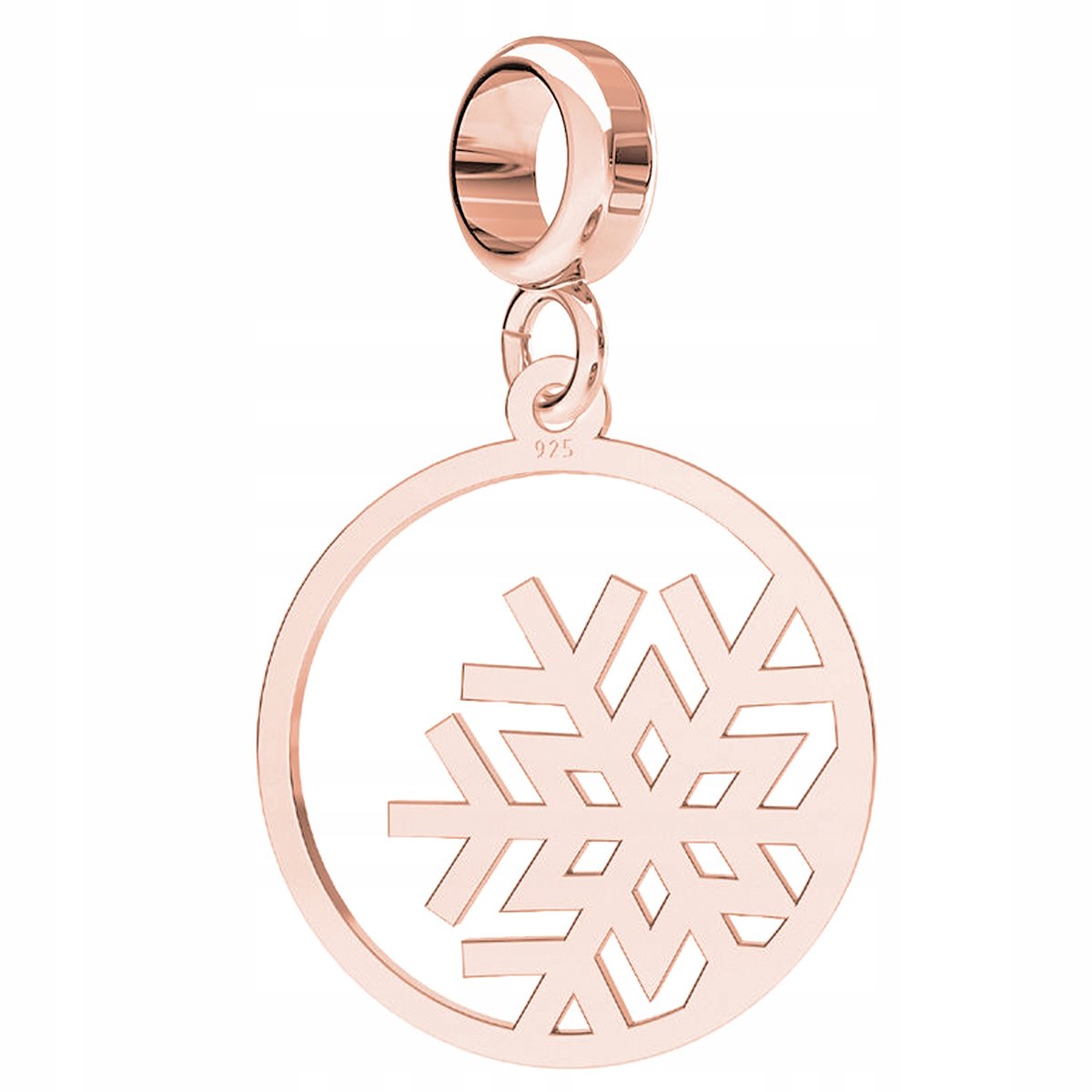 Charms Płatek Śniegu Zima różowe złoto S925