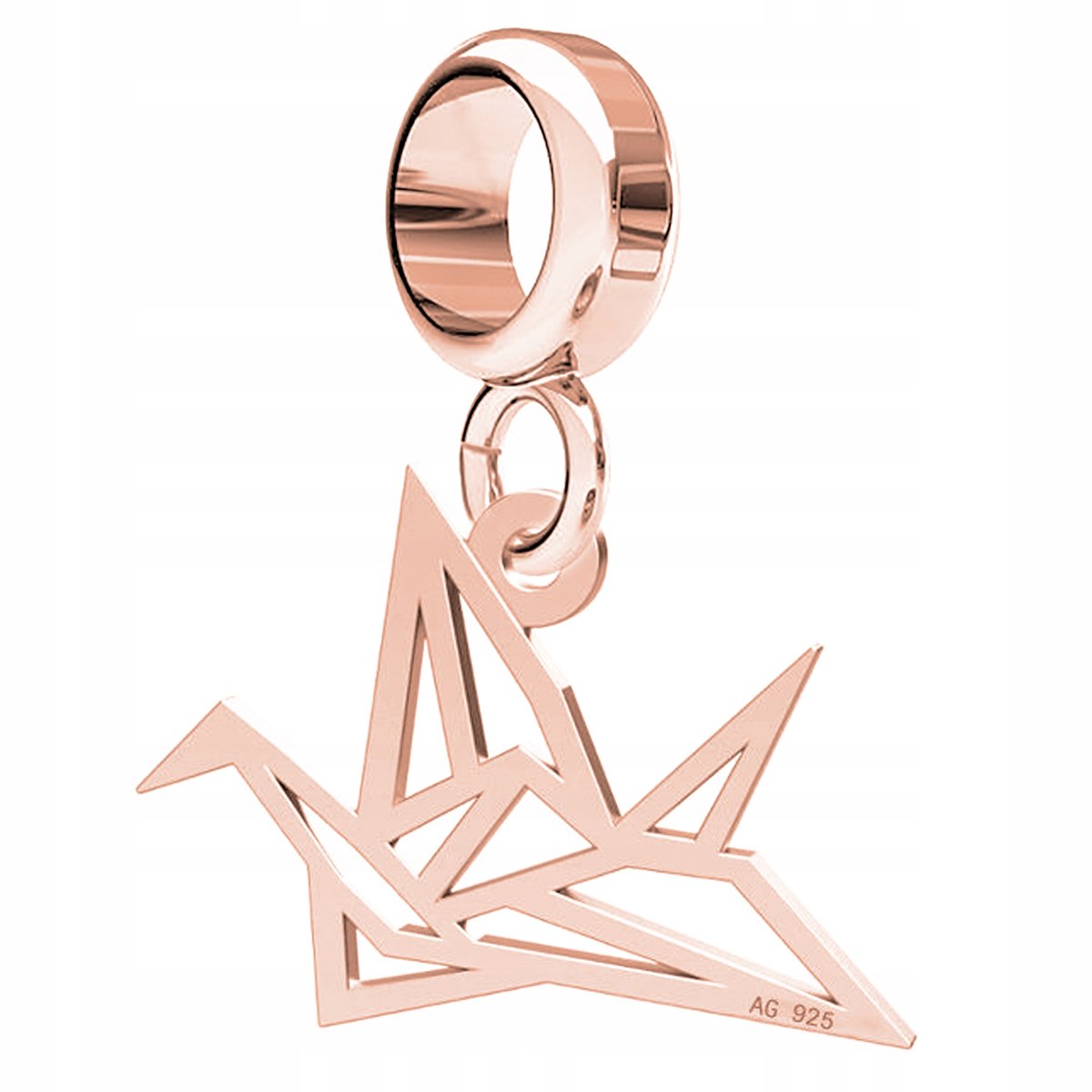 Charms wiszący Ptak Origami różowe złoto 925