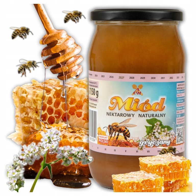 Miód Gryczany Naturalny Wyrazista Gryka Pasieka z Polski Świeży 1150G 2024