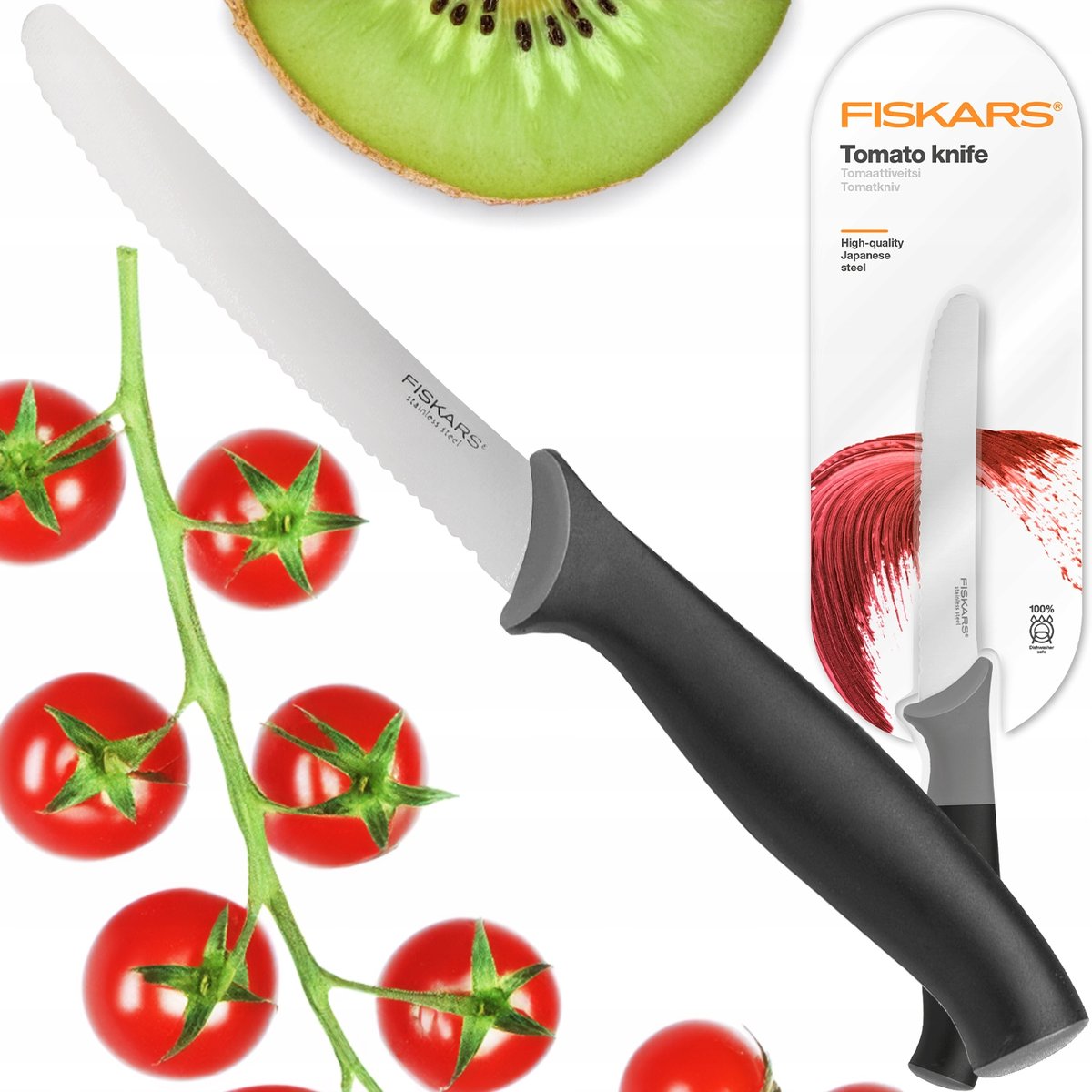 FISKARS Legendarny ząbkowany nóż do pomidorów i kiwi 11,5cm Control