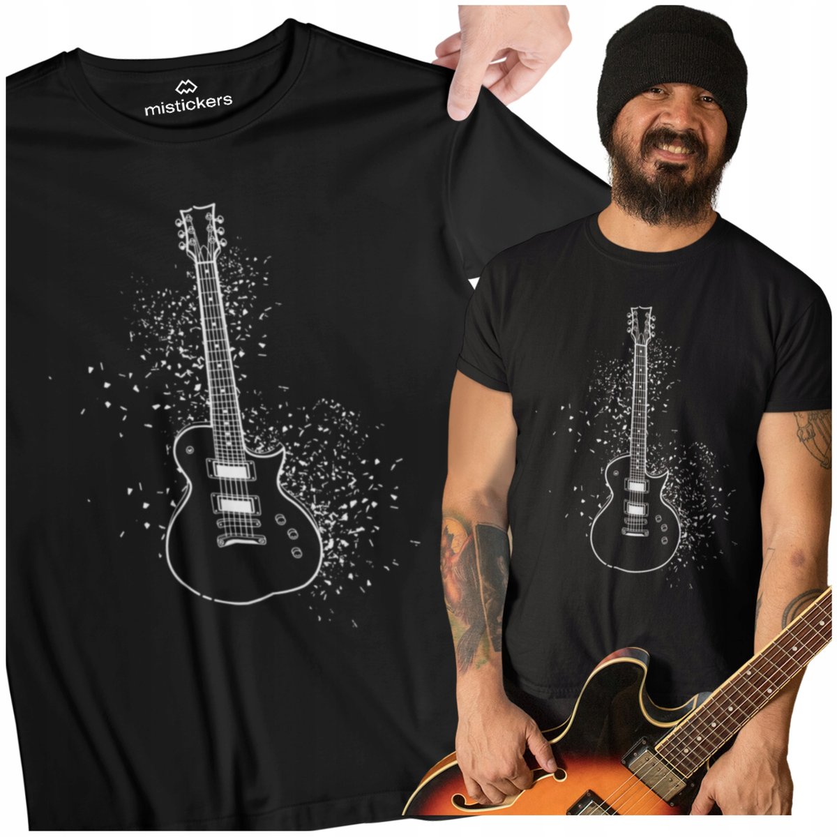KOSZULKA ROCKOWA MĘSKA PREZENT DLA GITARZYSTY GITARA T-SHIRT