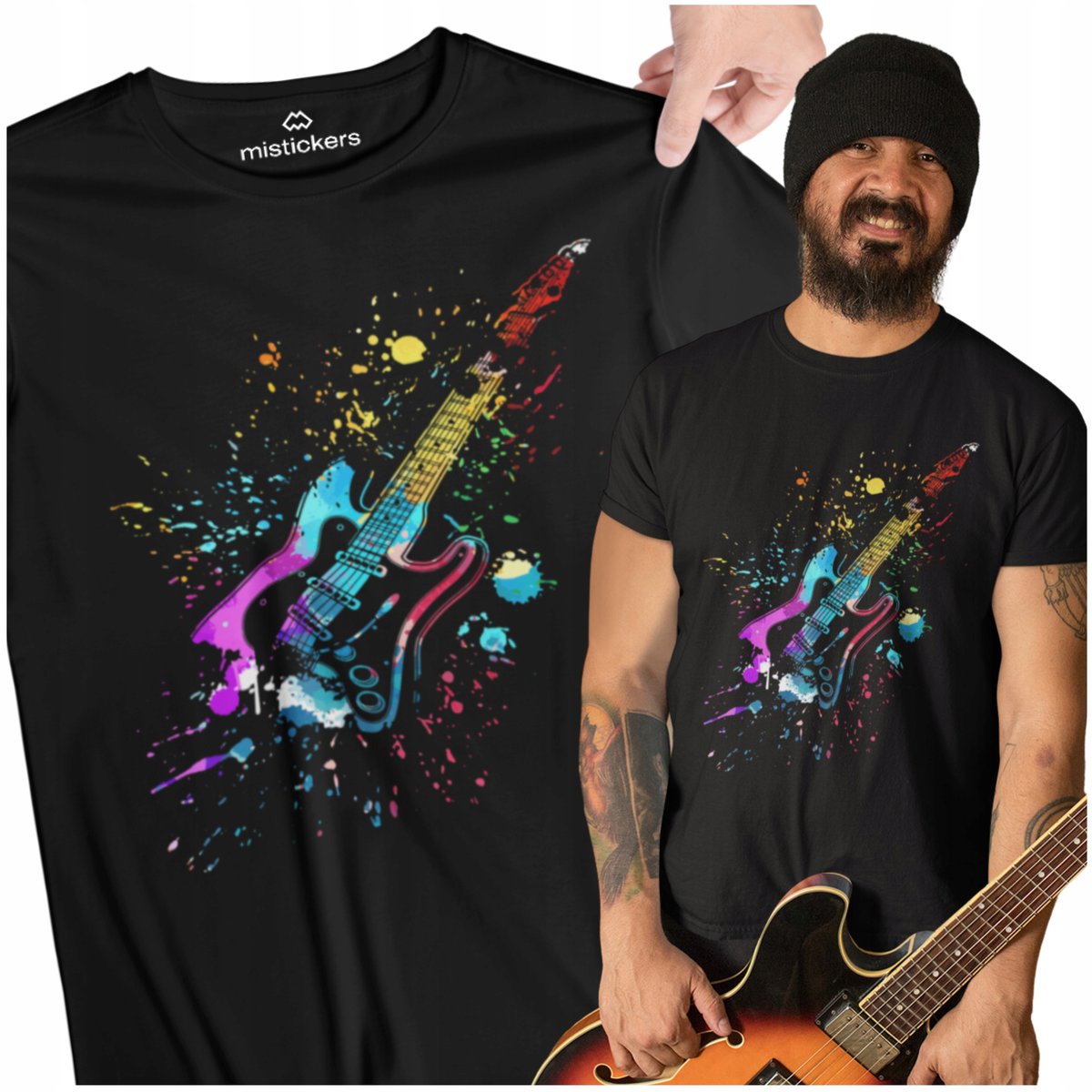 KOSZULKA ROCKOWA MĘSKA PREZENT DLA GITARZYSTY GITARA T-SHIRT