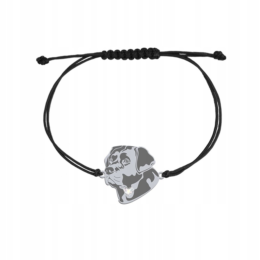 Bransoletka Srebrna z psem Labrador 925 Sznurek Prezent Biżuteria GRAWER