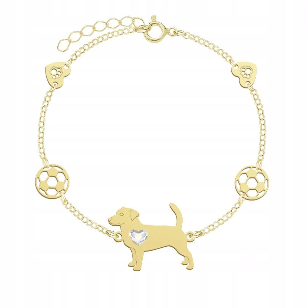 Bransoletka Złota z Jack Russell Terrier Krótkowłosy 925 Prezent GRAWER