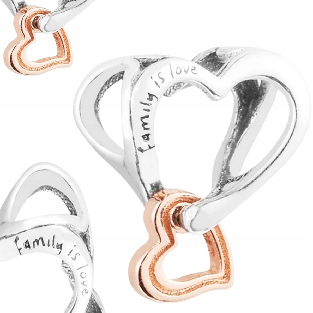 RODZINA JEST MIŁOŚCIĄ serce dla mamy charms srebro S925