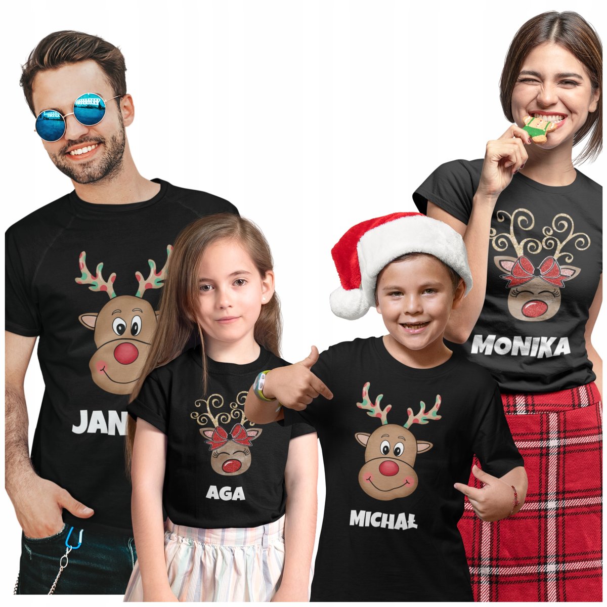 KOSZULKI ŚWIĄTECZNE ZESTAW DLA RODZINY 2+2 +IMIONA