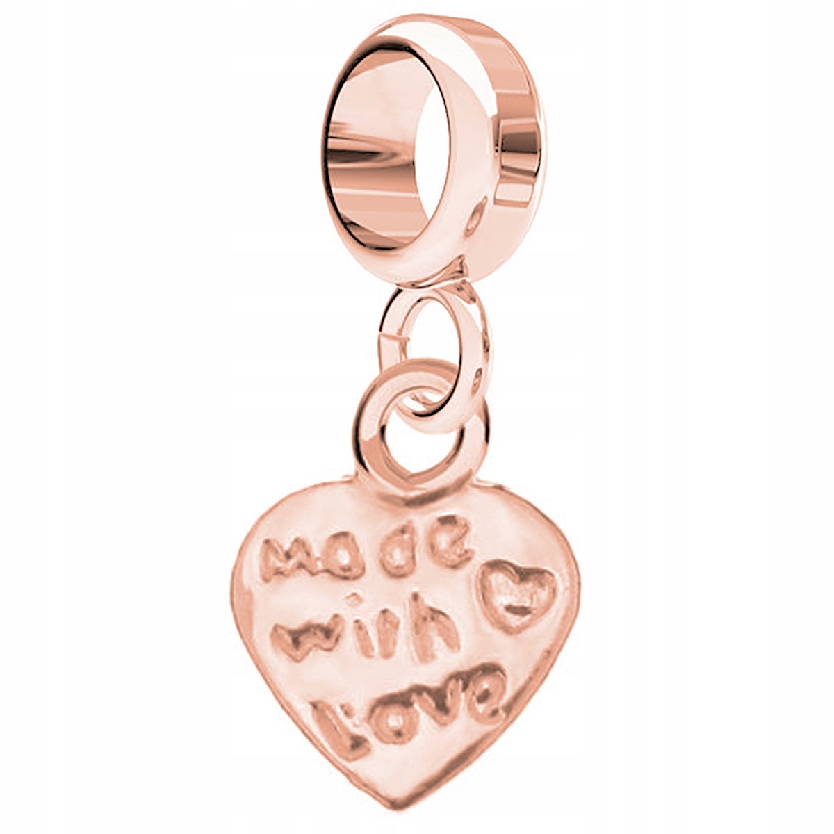 Charms Serce Napis Love różowe złoto 925
