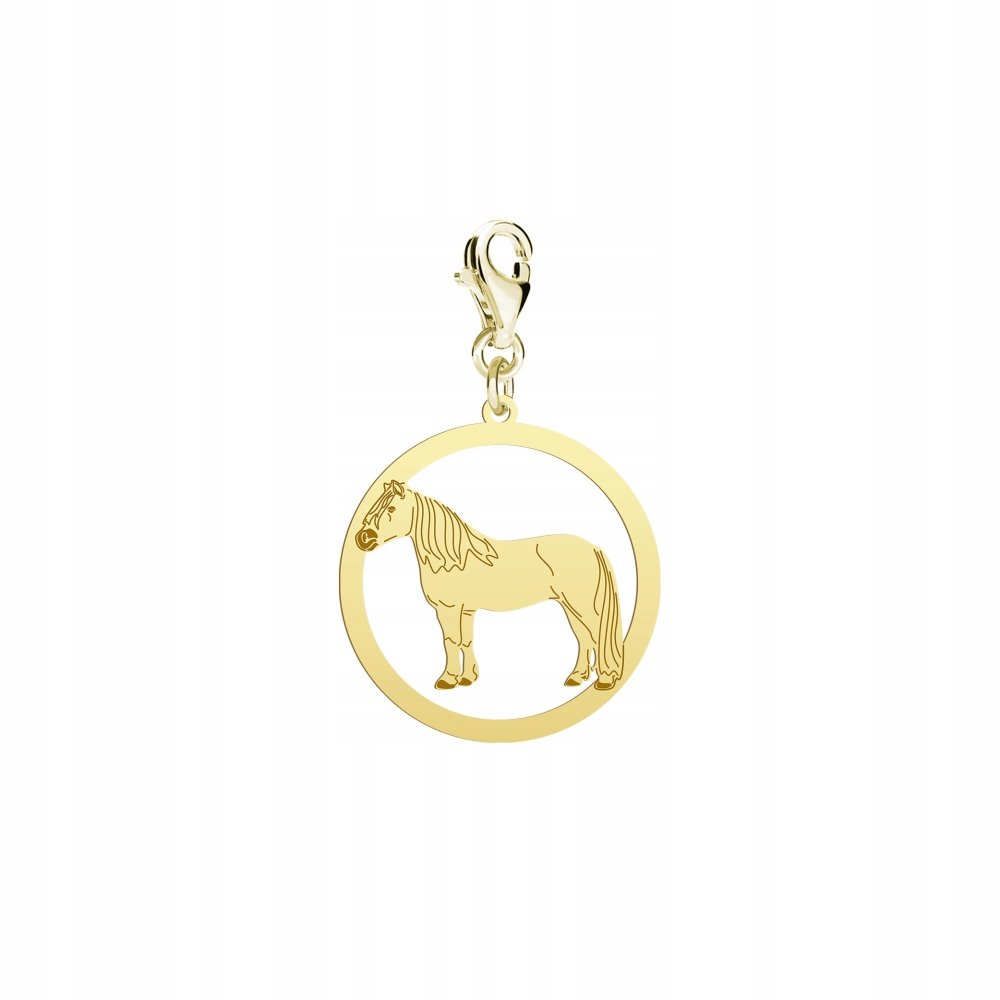 Charms Złoty z Koniem Haflinger 925 Prezent Biżuteria Kobieta DEDYKACJA