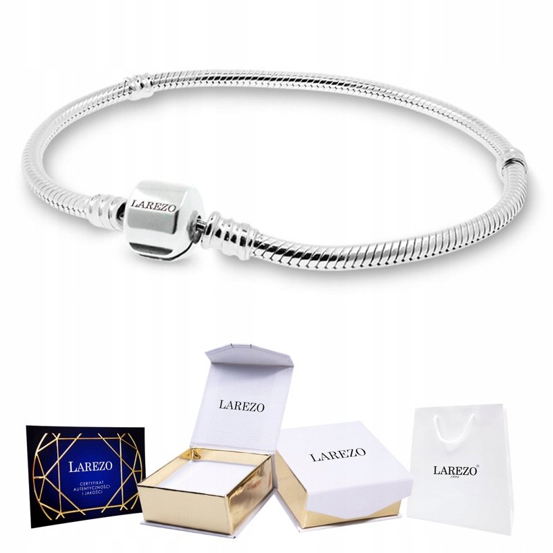 BRANSOLETKA SREBRNA Modułowa z Zapięciem Grawerem Charms Zawieszka 18cm