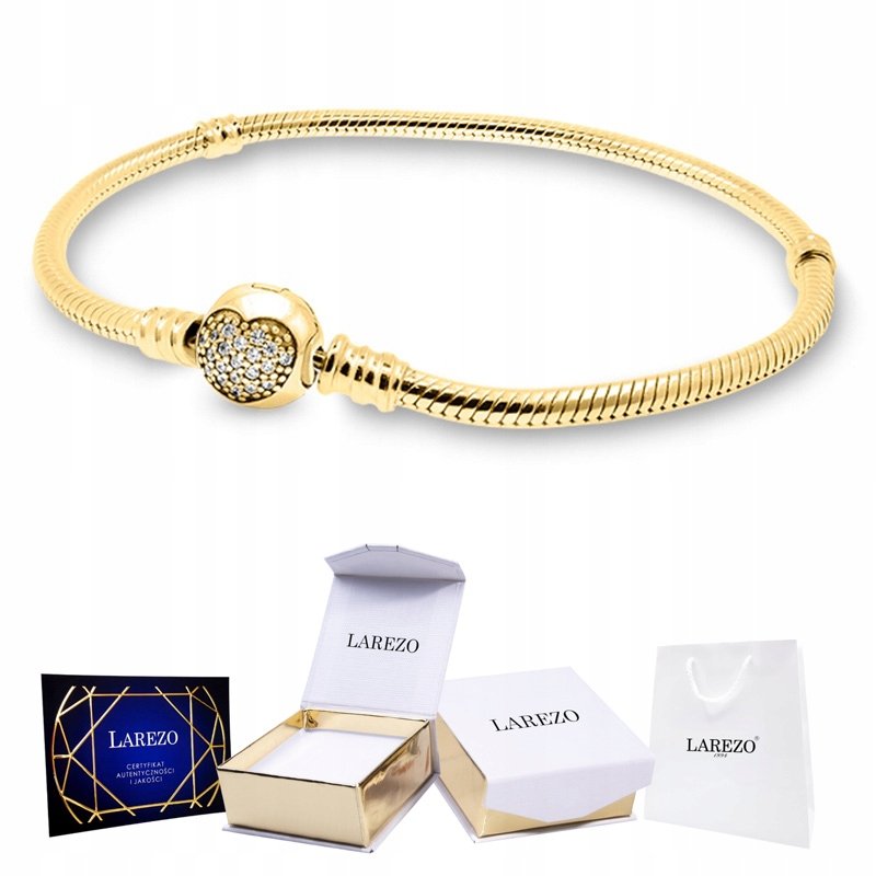 BRANSOLETKA ZŁOTA Modułowa z Cyrkoniami Kryształki Charms Zawieszka 16cm