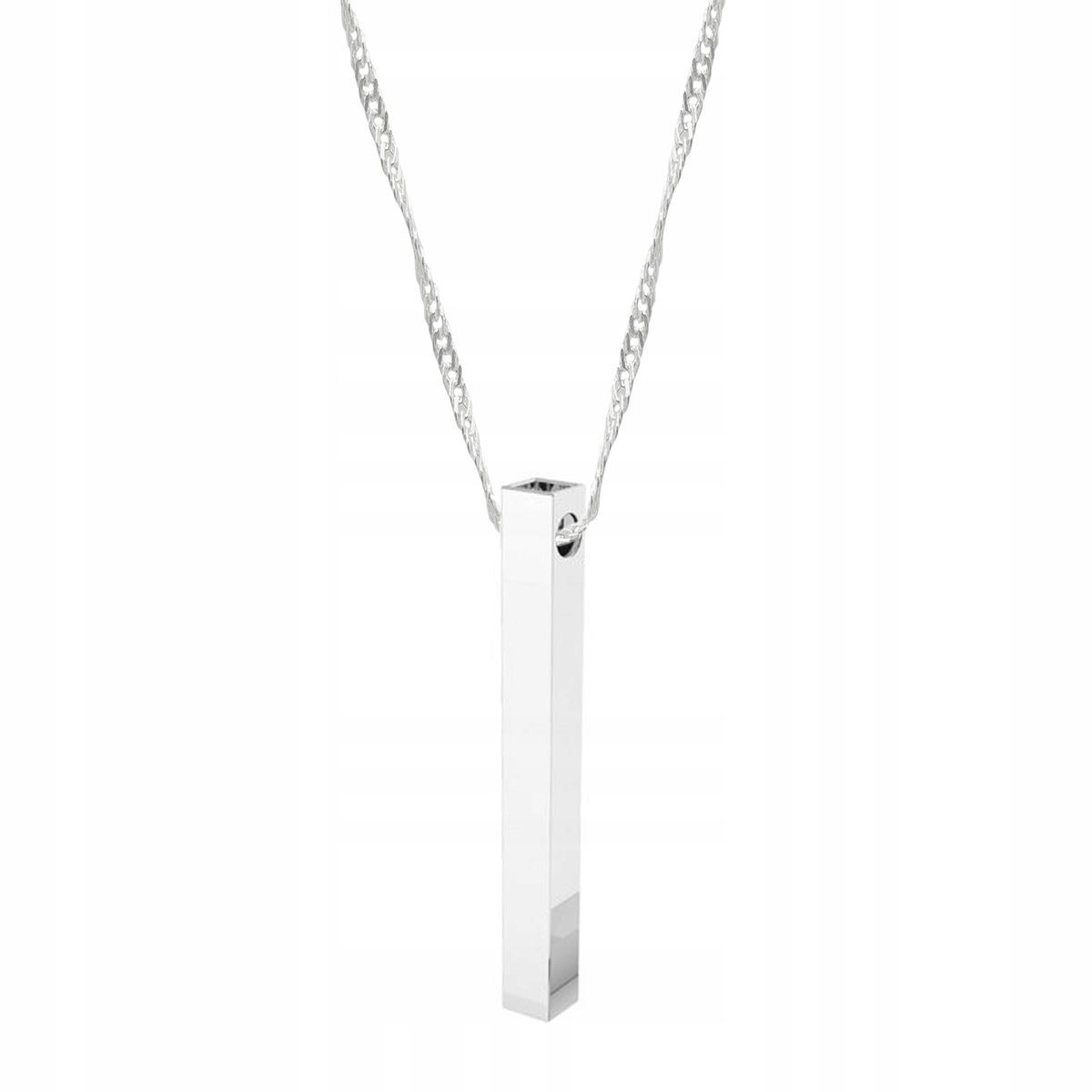 Łańcuszek srebrny naszyjnik 925 Rurka Prostokątna