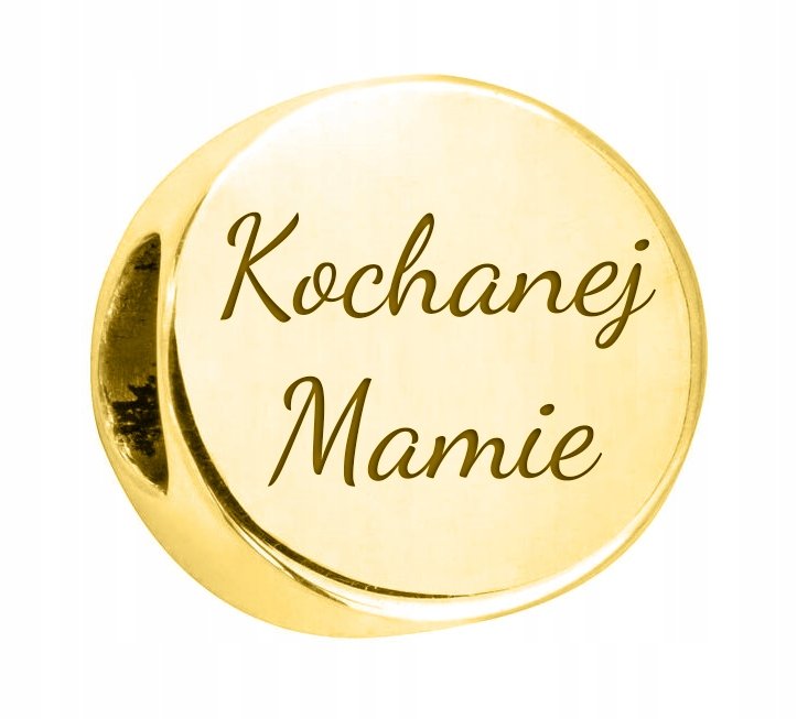 Charms złoty Kochanej Mamie srebro + GRAWER
