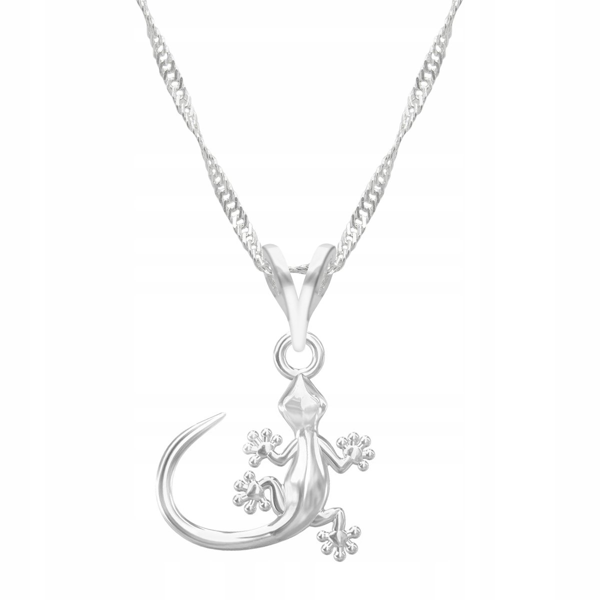 Łańcuszek srebrny naszyjnik 925 Jaszczurka Zwierzę