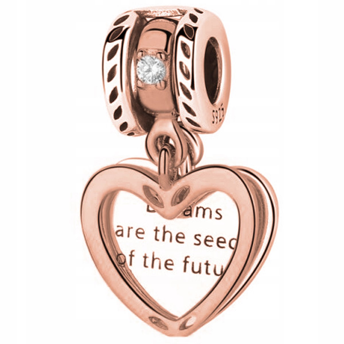 Charms Srebrny Serce zawieszka koralik Rose 925