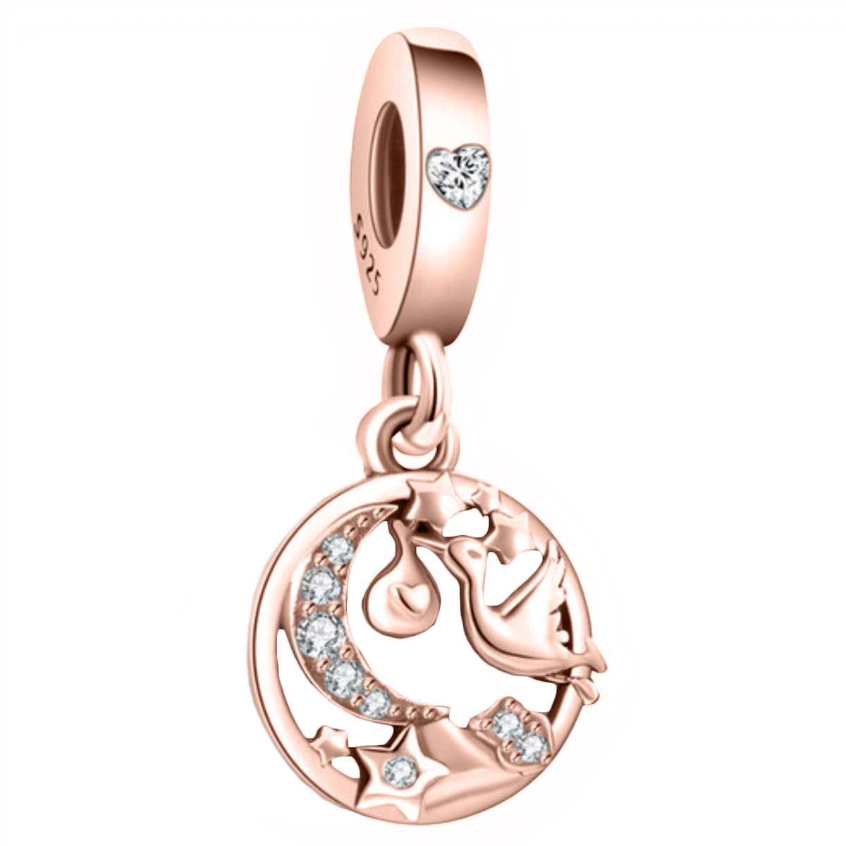 Charms Narodziny Dziecka Księżyc różowe złoto 925