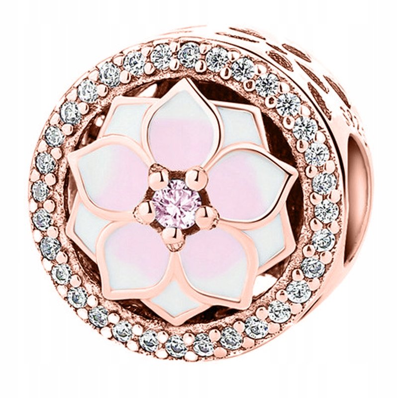 Charms Kwiat Flower Kwiatek różowe złoto srebro