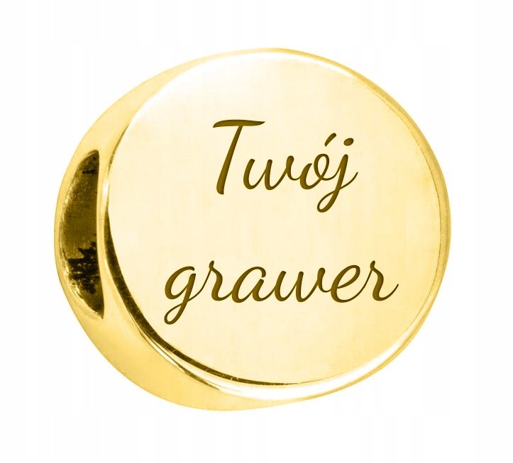 Charms złoty Twój Grawer srebro 925 + GRAWER
