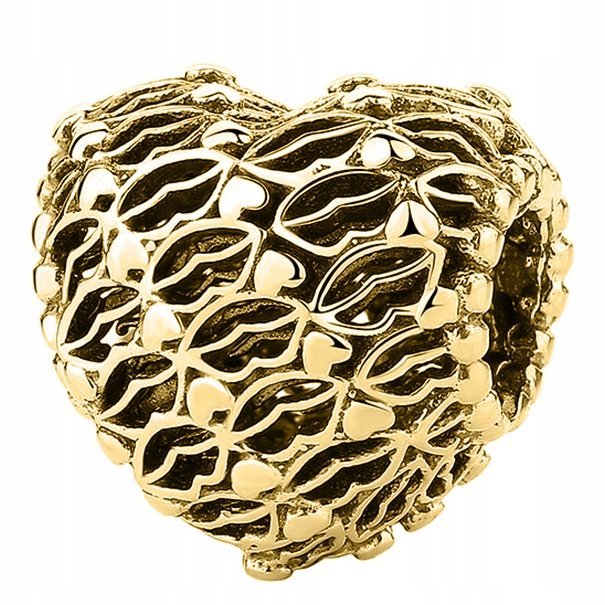 Charms złoty Serduszka Serce Usta srebro 925