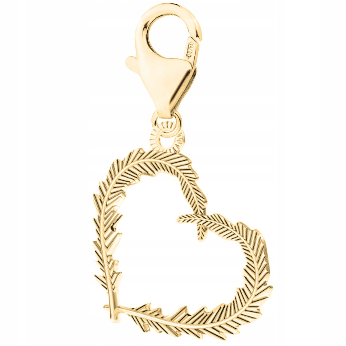 Zawieszka złota wisząca Serce z Piór srebro 925