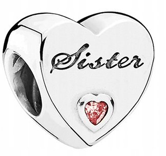 Charms srebrny Sister Serce zawieszka koralik 925