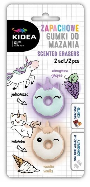 Gumki zapachowe kotorożec i jednorożec 2 szt blister Kidea