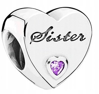 Charms srebrny Sister Serce zawieszka koralik 925
