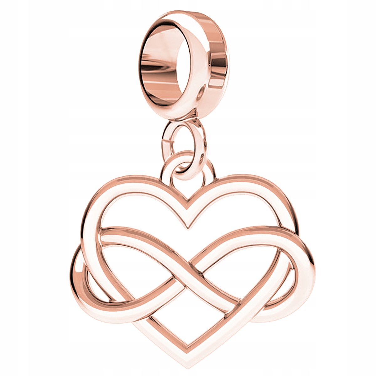 Charms różowy wiszący Serce srebro 925