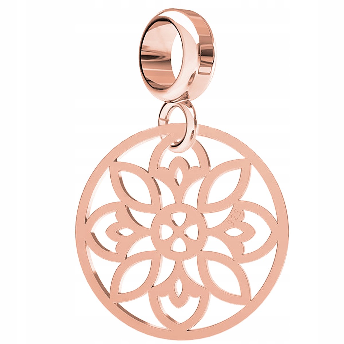 Charms Ażurowy Kwiat różowe złoto S925