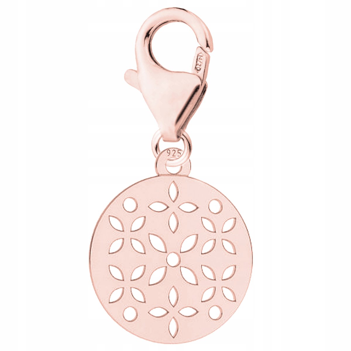 Zawieszka blaszka kwiaty różowe złoto 925