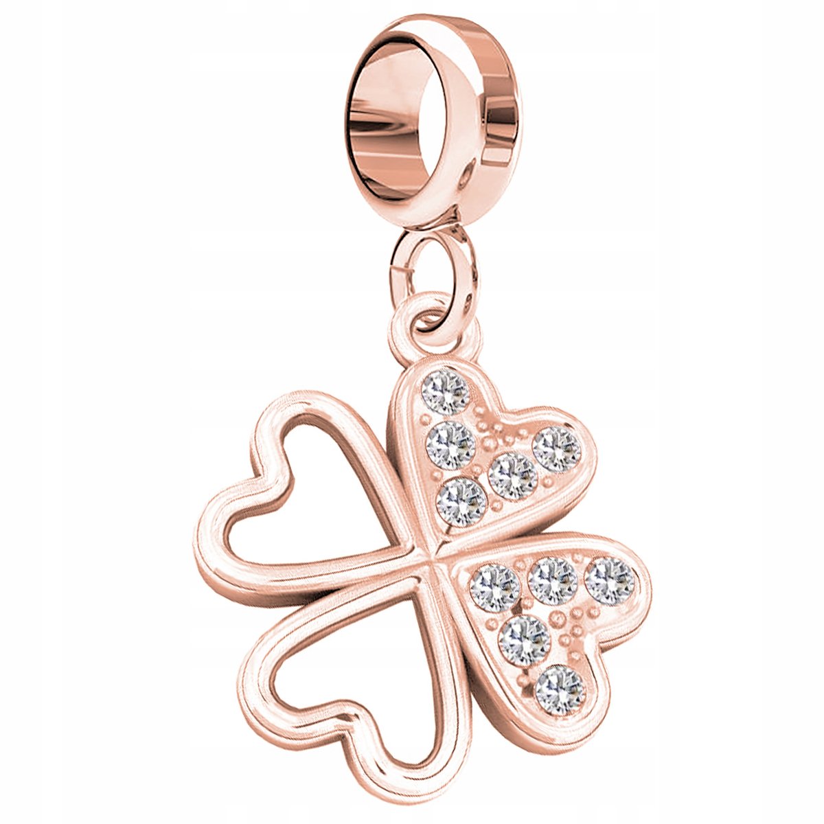 Charms Koniczynka różowe złoto srebro 925