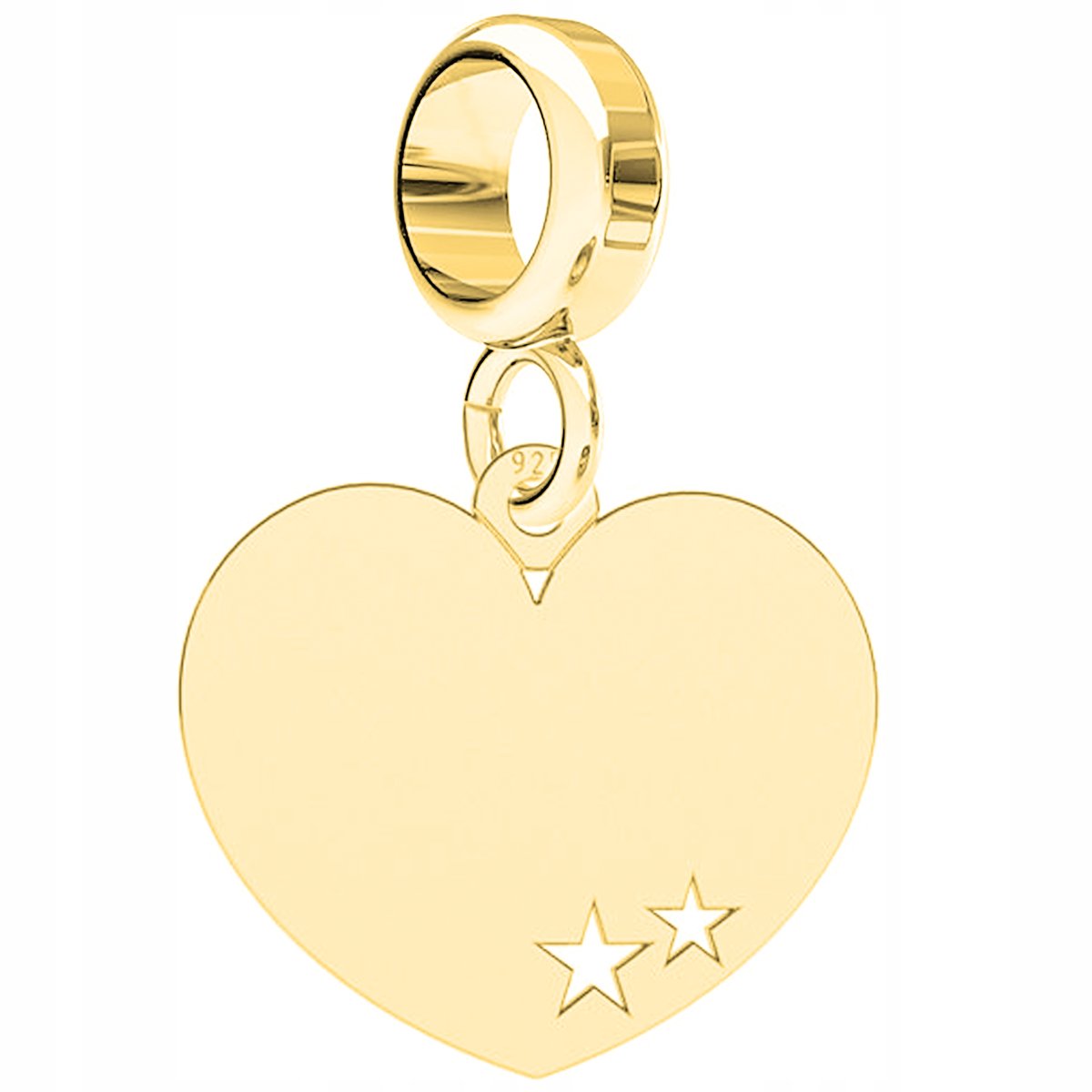 Charms złoty wiszący Serce Gwiazdki srebro