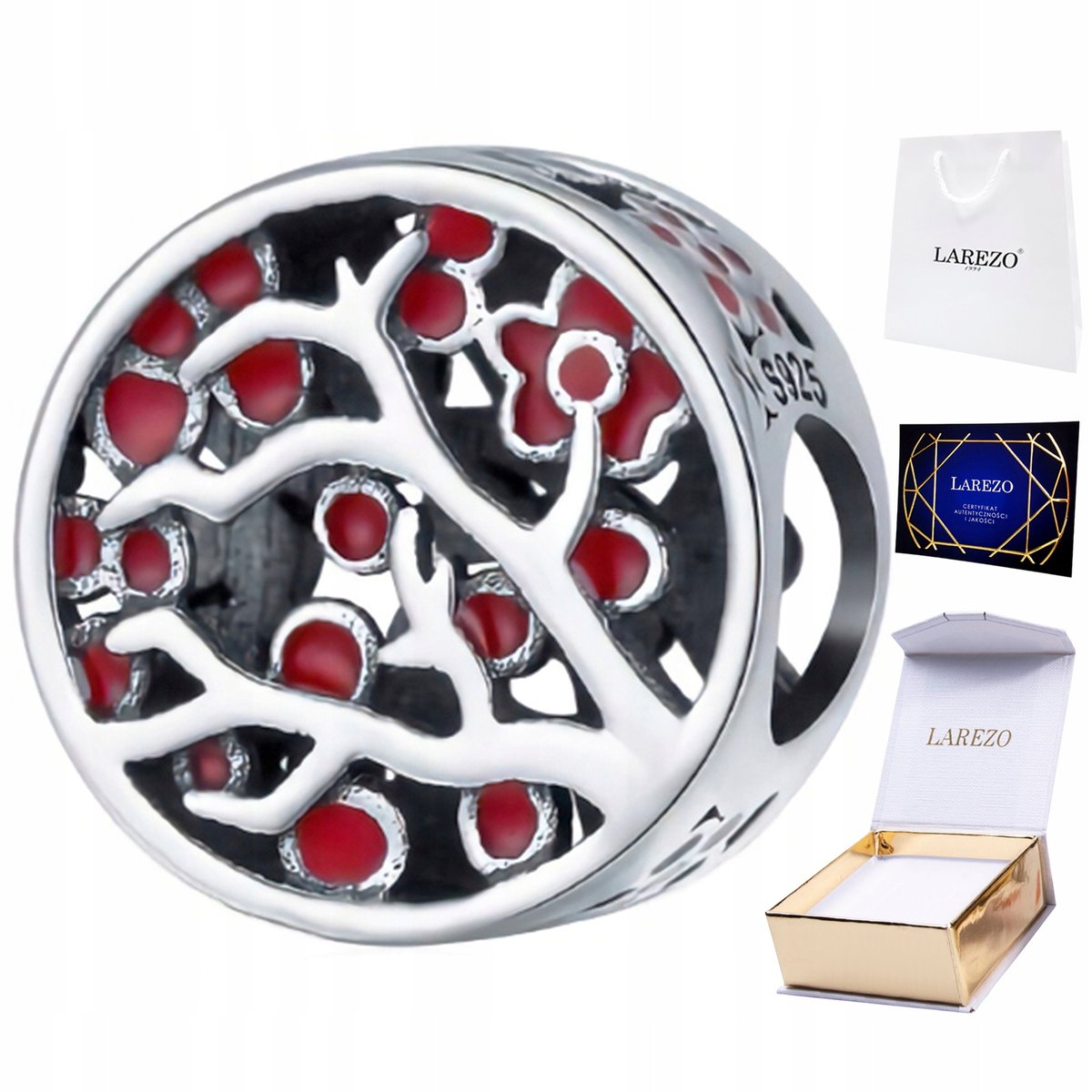 CHARMS SREBRNY z Drzewkiem Koralik Drzewo Szczęścia Życia Natura SREBRO 925