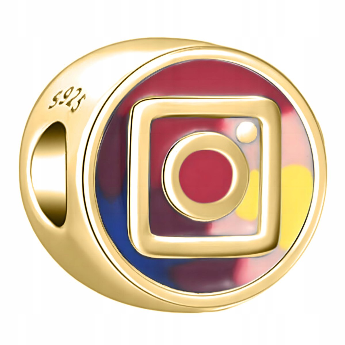 Charms Złoty Koralik Aparat Fotograficzny Kamera Kółko Logo zawieszka beads