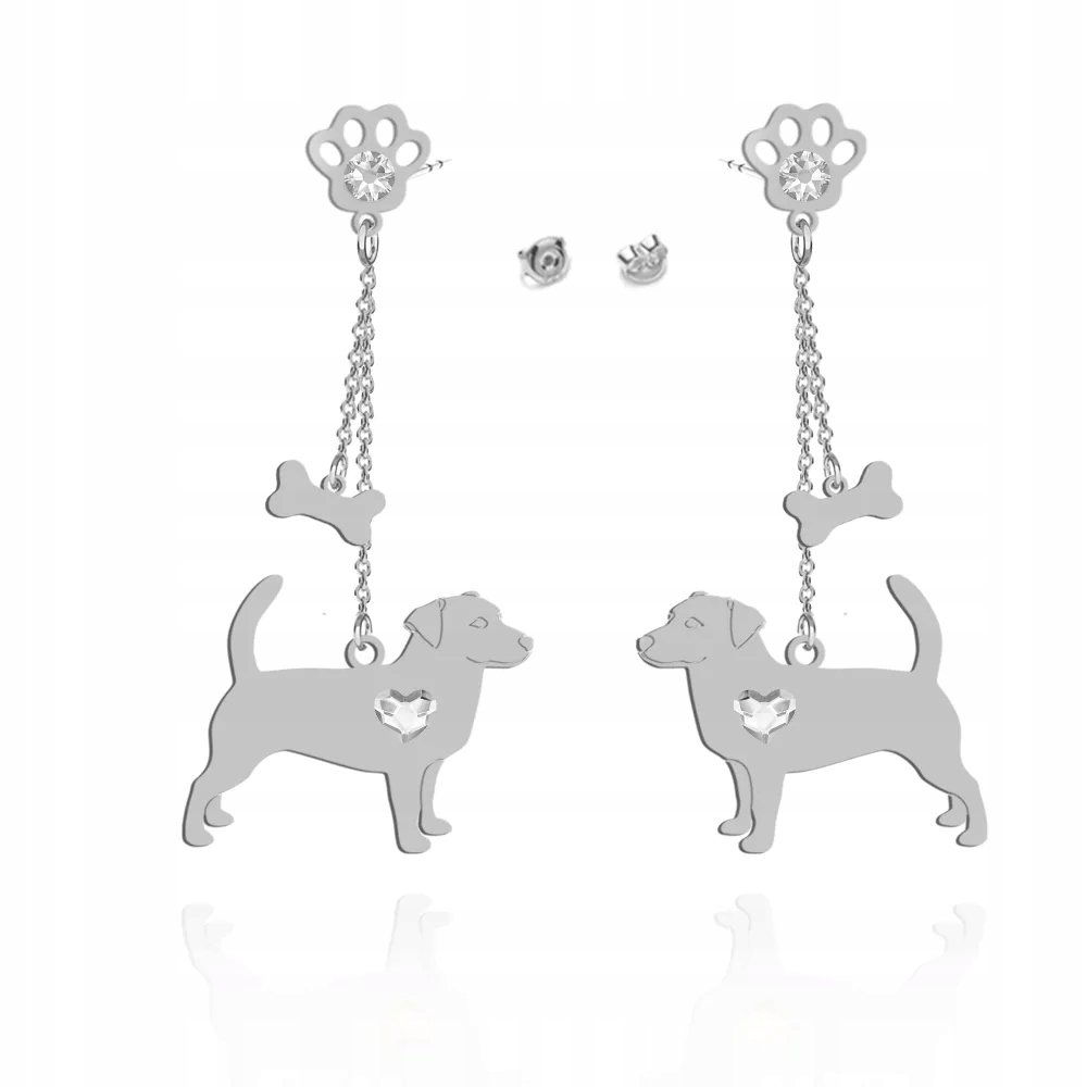 Kolczyki Srebrno 925 z Jack Russell Terrier Krótkowłosy Prezent GRAWER