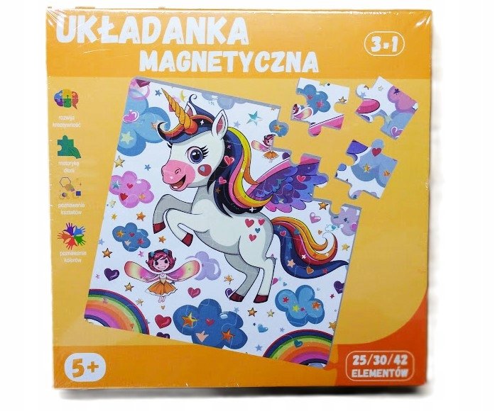 QBI Układanka magnetyczna puzzle 3 w 1 25/30/42 elementy JEDNOROŻCE