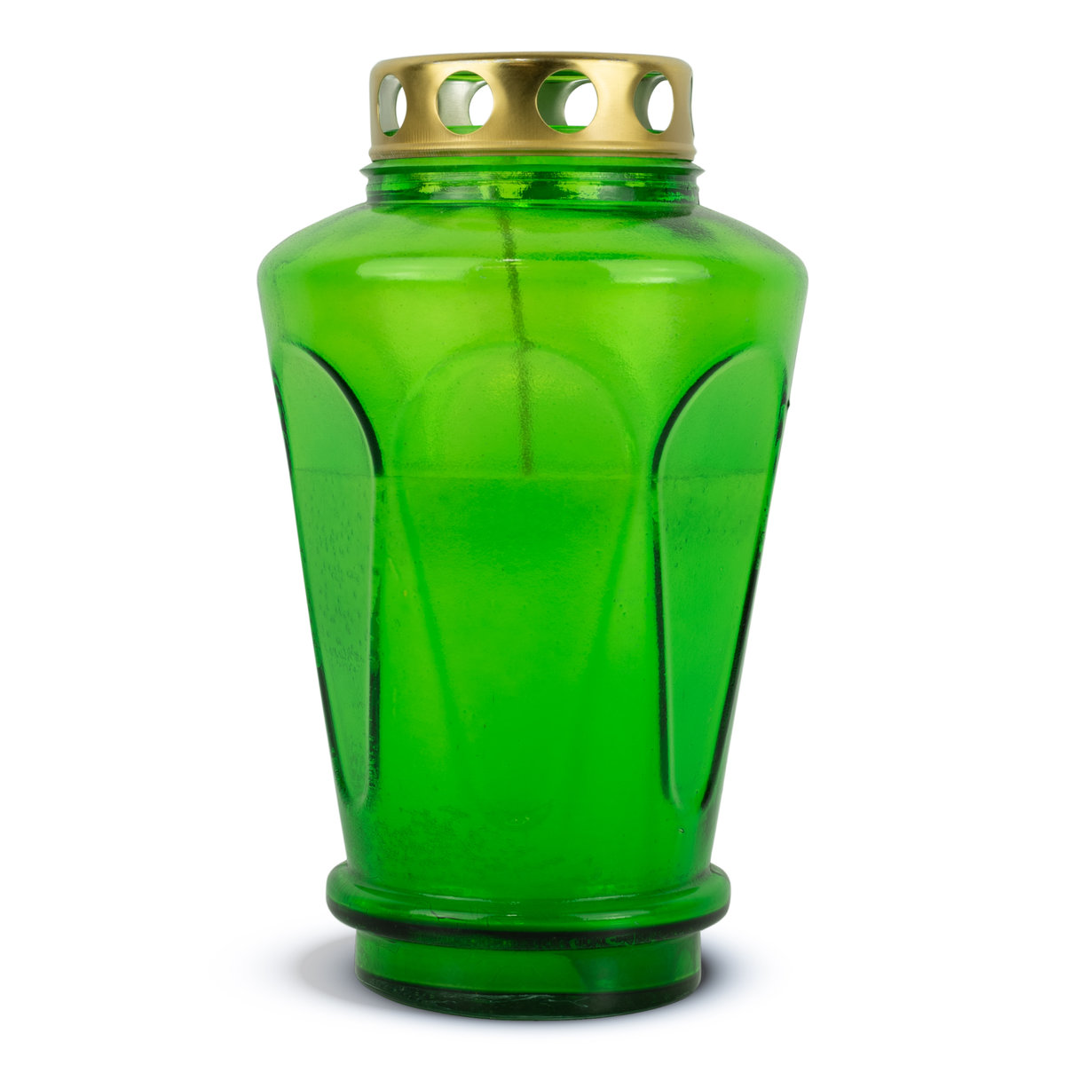 Duży Znicz Zalewany 21 cm Zielony DP19sL Szklany Znicz Zalewany z Kapturkie