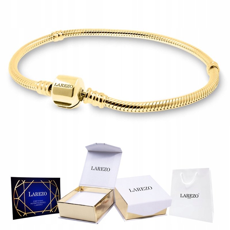 BRANSOLETKA ZŁOTA Modułowa z Zapięciem Grawerem Charms Zawieszka 15 cm