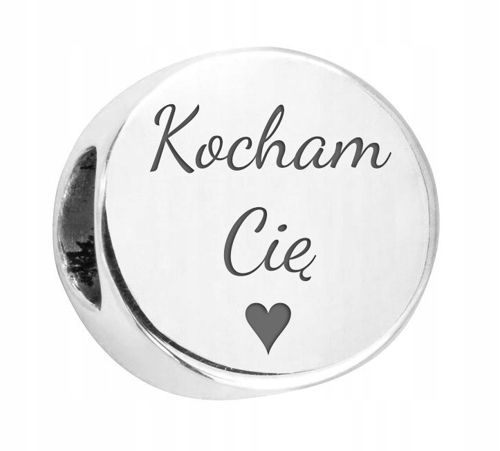 Charms Kocham Cię srebro 925 + GRAWER