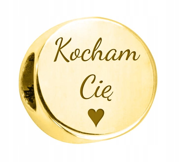 Charms złoty Kocham Cię srebro 925 + GRAWER