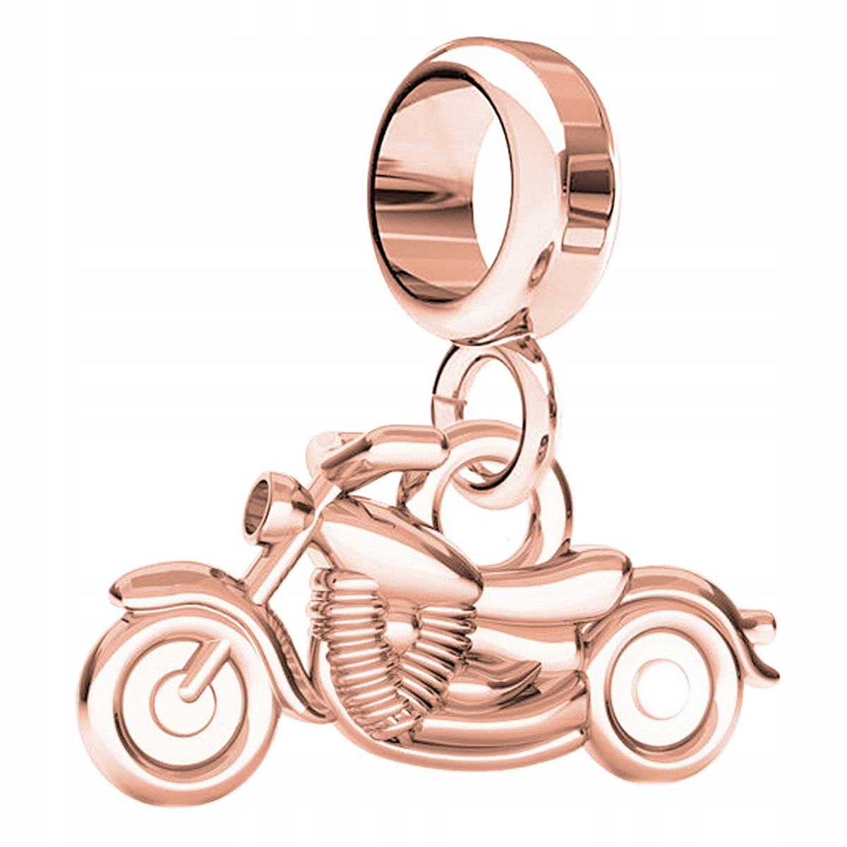 Charms różowy wiszący Motocykl srebro 925