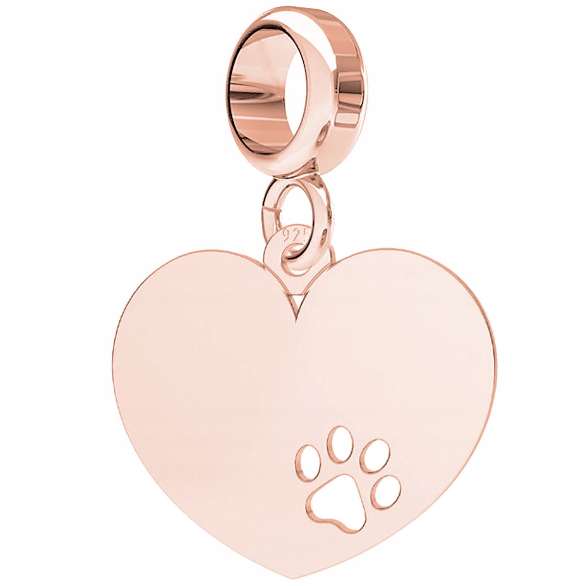 Charms Psia Łapka Serce różowe złoto S925