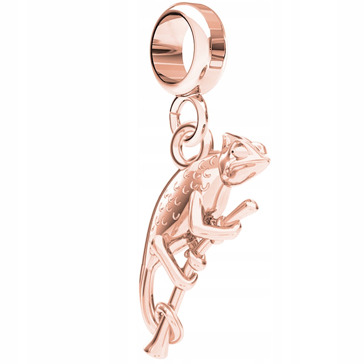 Charms różowy wiszący Kameleon srebro 925